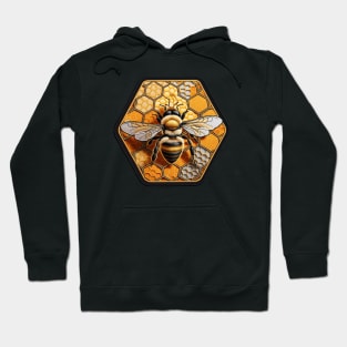 Bee on Honeycomb Embroidered Patch Hoodie